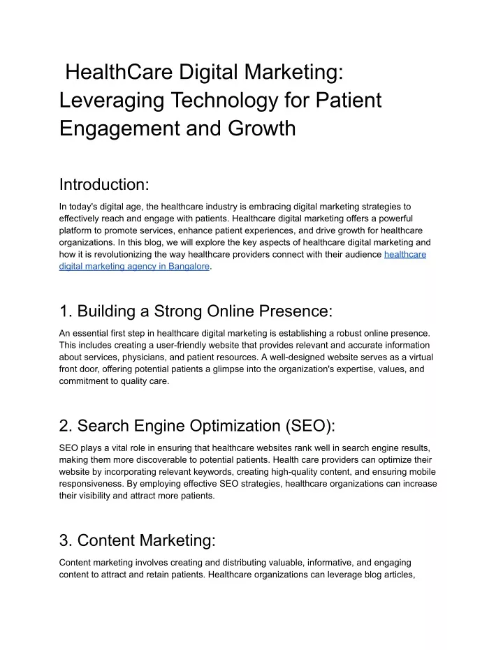 healthcare digital marketing leveraging