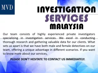 Investigation Services Malaysia