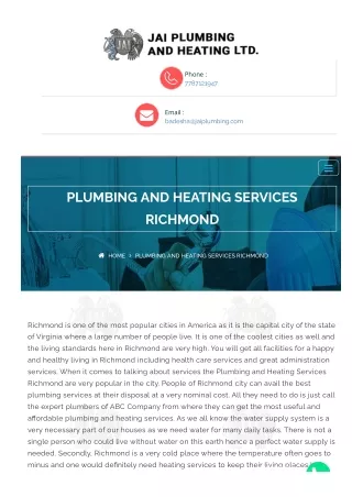 Plumbing and Heating services Richmond | Jai Plumbing and Heating LTD