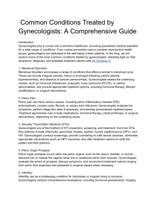 common conditions treated by gynecologists