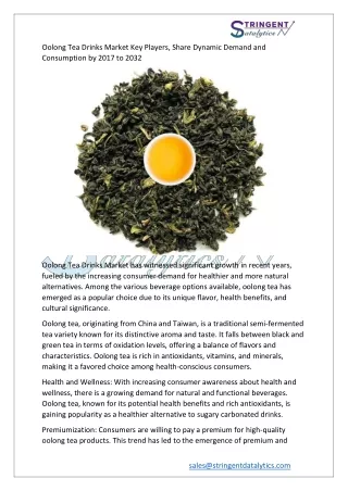 oolong tea drinks market key players share