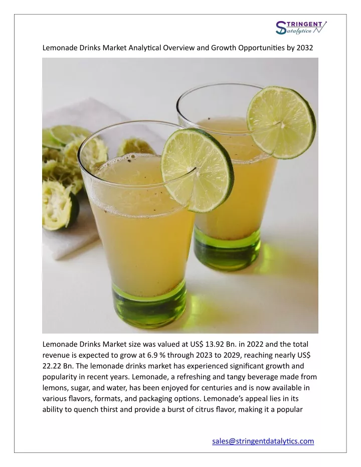 lemonade drinks market analytical overview