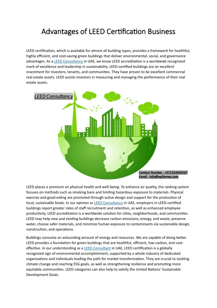 advantages of leed certification business