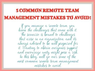 5 Common Remote Team Management Mistakes to Avoid!