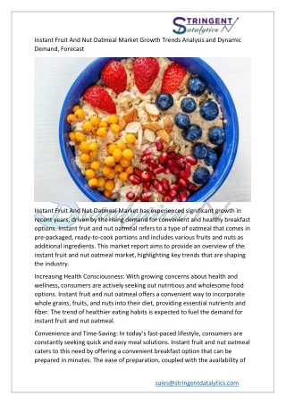 instant fruit and nut oatmeal market growth