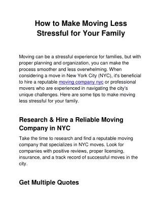 How to Make Moving Less Stressful for Your Family