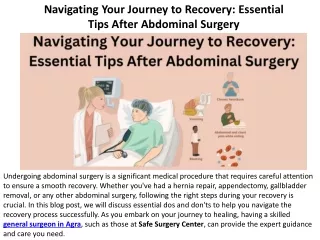 Advice for a Successful Recovery After Abdominal Surgery