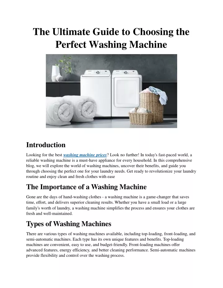 the ultimate guide to choosing the perfect washing machine