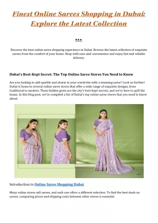 Online saree shopping dubai