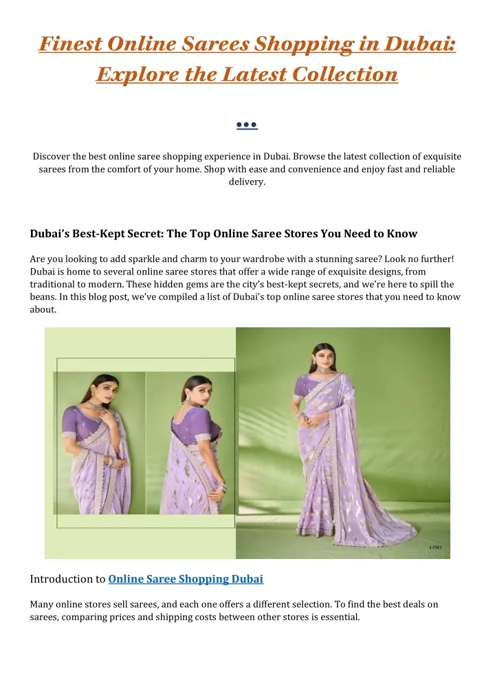 finest online sarees shopping in dubai explore