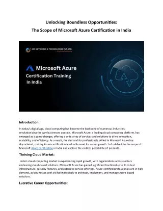 Microsoft Azure Certification in India