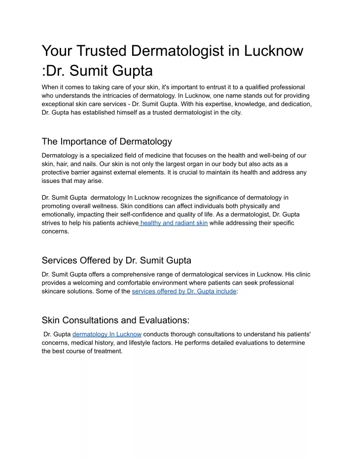 your trusted dermatologist in lucknow dr sumit