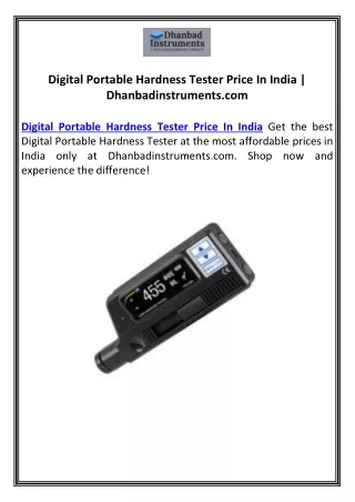 Digital Portable Hardness Tester Price In India | Dhanbadinstruments.com