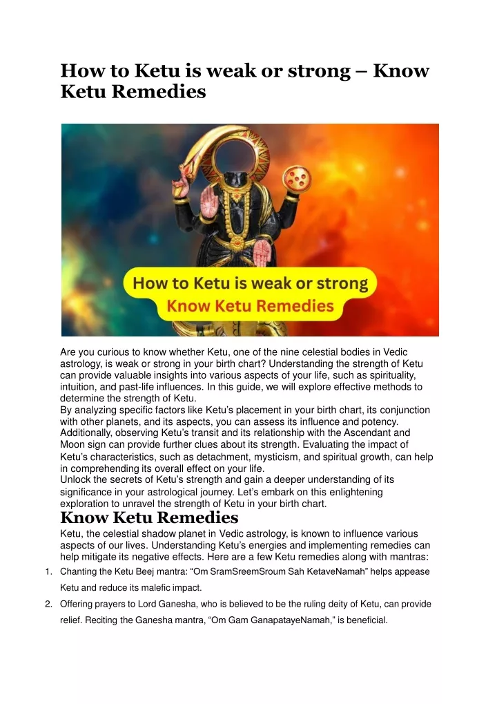 how to ketu is weak or strong know ketu remedies