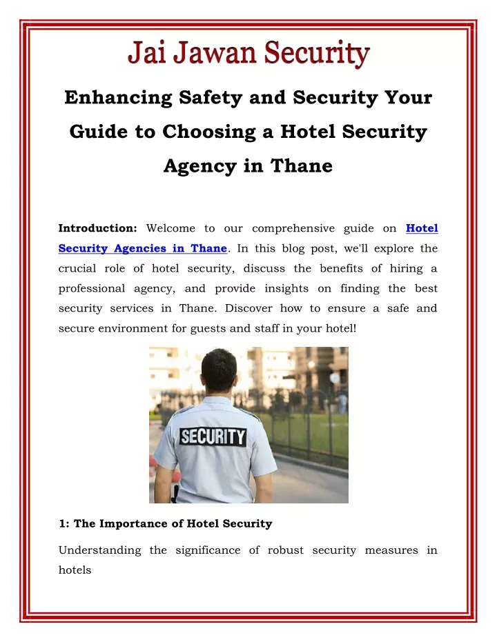 enhancing safety and security your