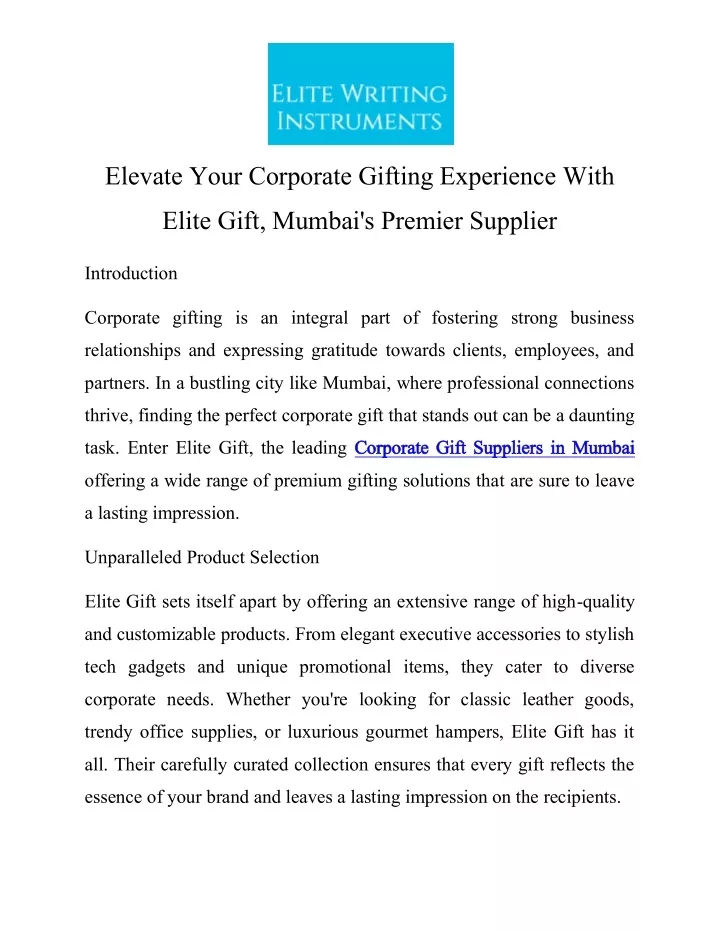 elevate your corporate gifting experience with