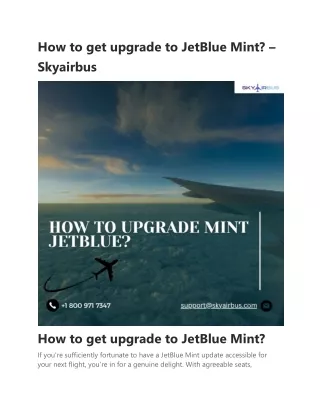 how to get upgrade to jetblue mint skyairbus