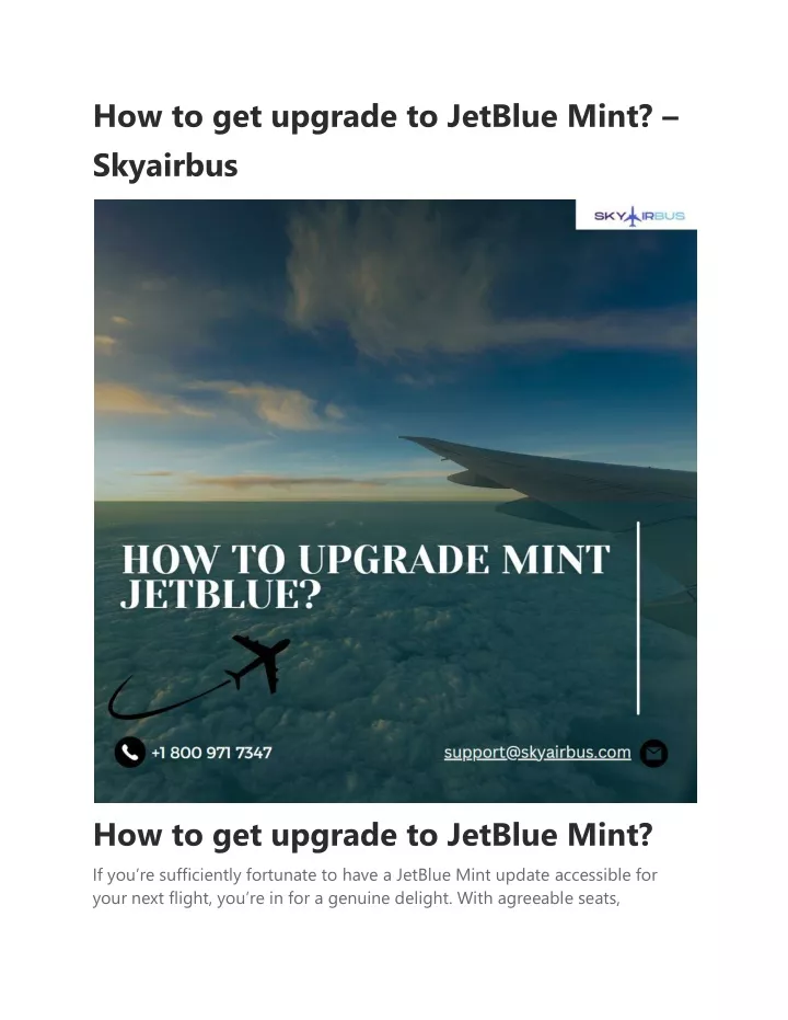 how to get upgrade to jetblue mint skyairbus