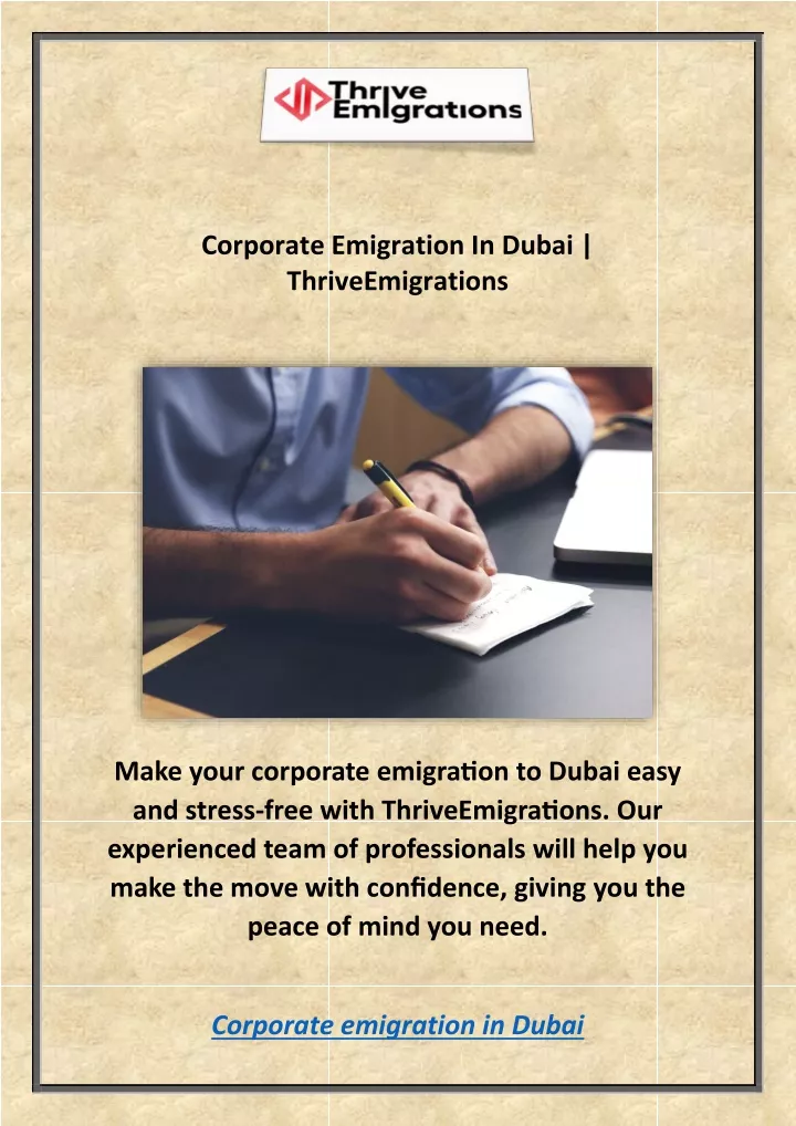 corporate emigration in dubai thriveemigrations