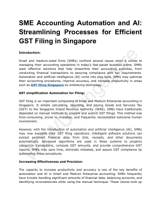 SME Accounting Automation and AI Streamlining Processes for Efficient GST Filing in Singapore