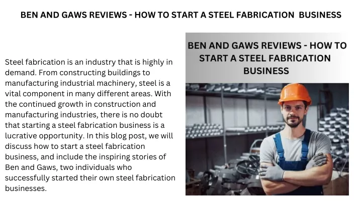 ben and gaws reviews how to start a steel