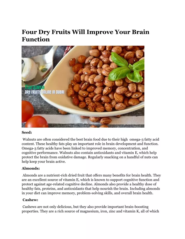 four dry fruits will improve your brain function