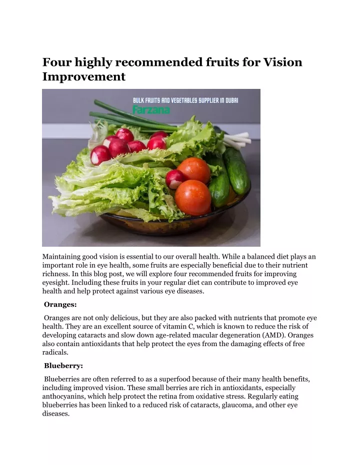 four highly recommended fruits for vision