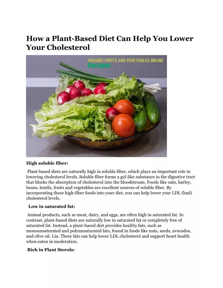 how a plant based diet can help you lower your