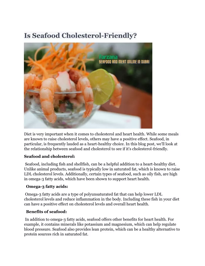 is seafood cholesterol friendly