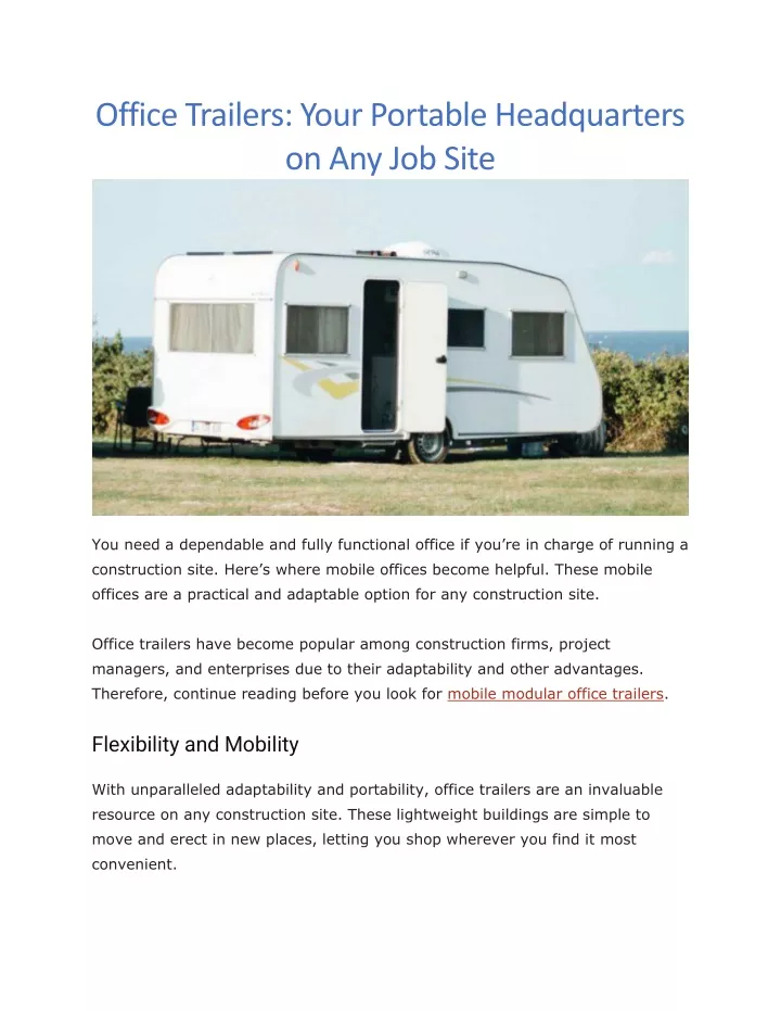 office trailers your portable headquarters