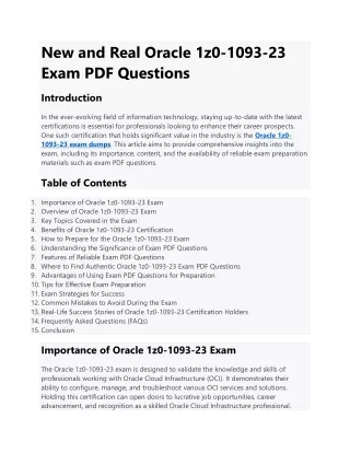 New and Real Oracle 1z0-1093-23 Dumps Certsout