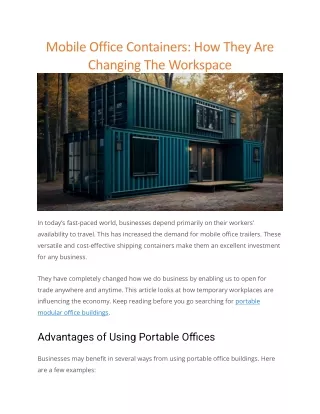 mobile office containers how they are changing