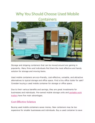 why you should choose used mobile containers