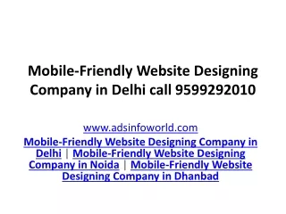 Mobile-Friendly Website Designing Company in Delhi call 9599292010