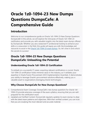 Exam Dumps 1z0-1094-23 Dumpscafe