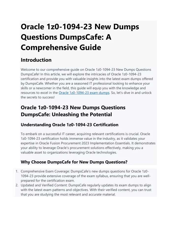 oracle 1z0 1094 23 new dumps questions dumpscafe