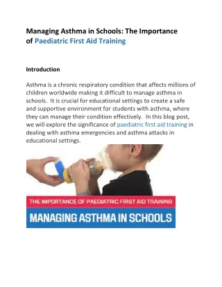Managing Asthma in Schools