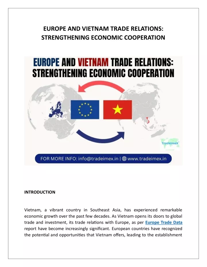 europe and vietnam trade relations strengthening