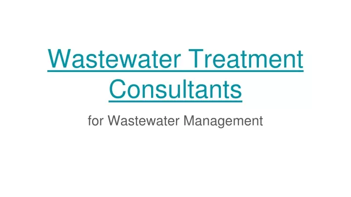 wastewater treatment consultants