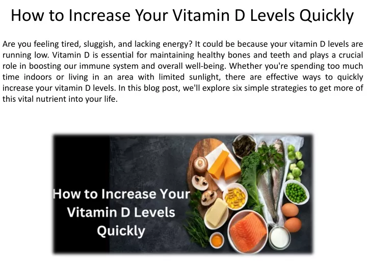 how to increase your vitamin d levels quickly