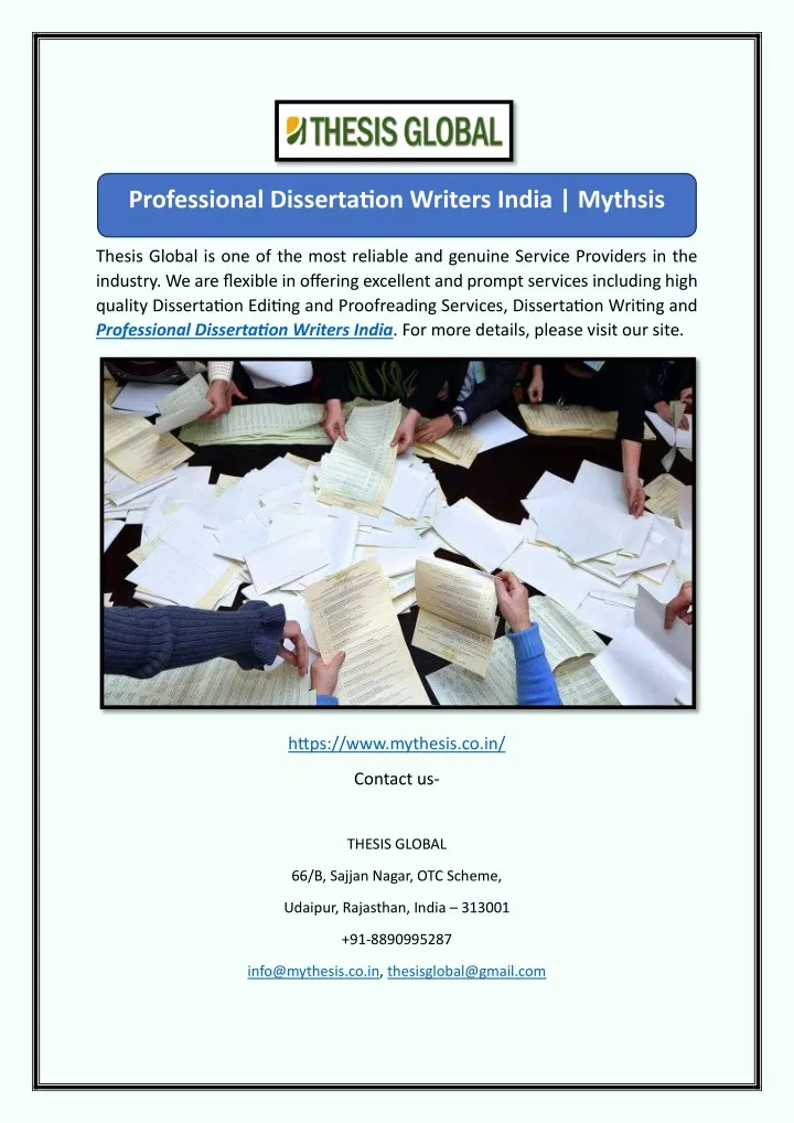 professional dissertation writers india mythsis