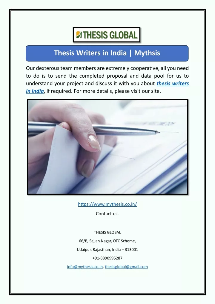 thesis writers in india mythsis