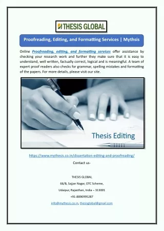 Proofreading, Editing, and Formatting Services