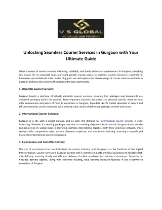 Unlocking Seamless Courier Services in Gurgaon with Your Ultimate Guide