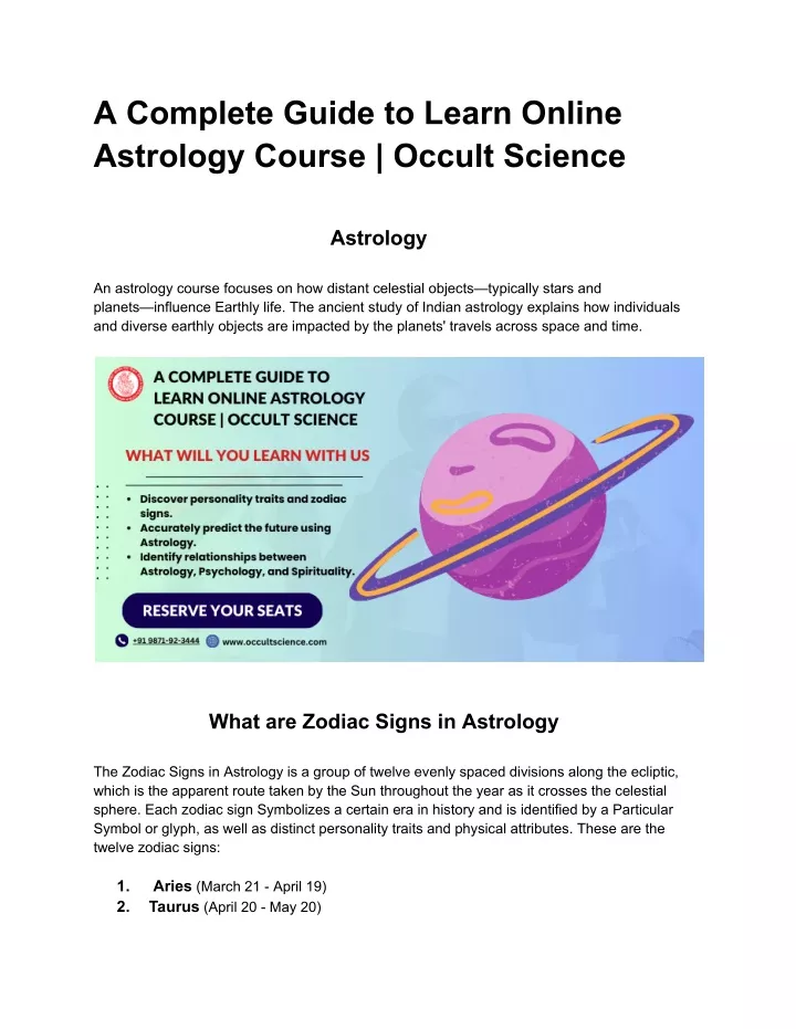 a complete guide to learn online astrology course