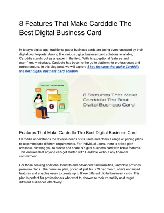 8 Features That Make Cardddle The Best Digital Business Card