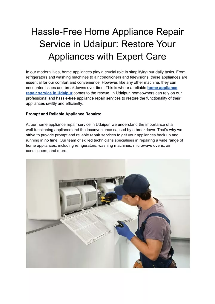 hassle free home appliance repair service