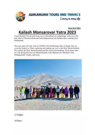 Kailash Manasrovar yatra 2023