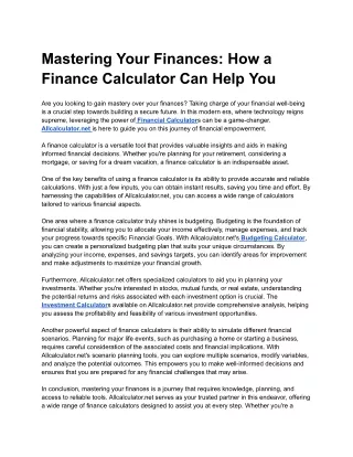 Mastering Your Finances_ How a Finance Calculator Can Help You