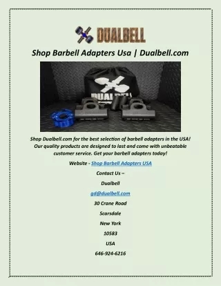 Shop Barbell Adapters Usa | Dualbell.com